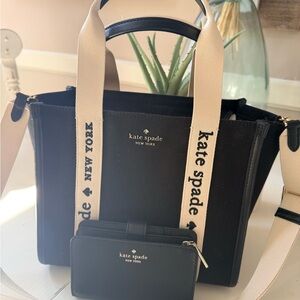 KG767 Kate Spade Kip Canvas Small Tote Negro/Beige - KH787 Kate Spade Lena Mediu